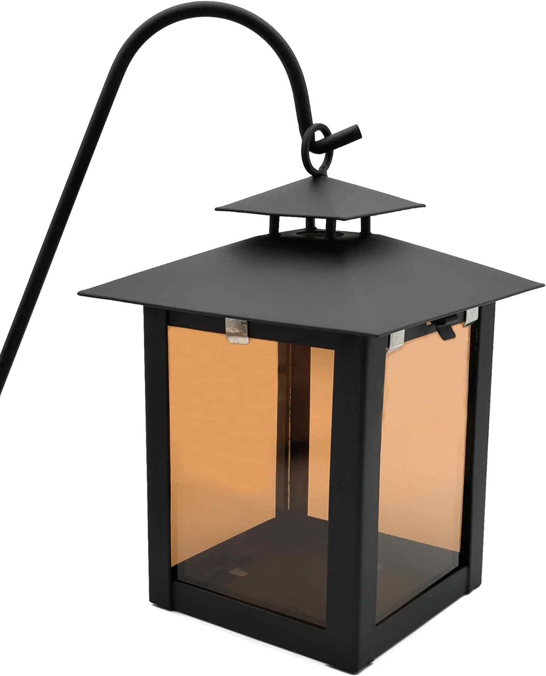 Grablaterne, Grableuchte ideal für Urnengrab aus Stahl, schwarz matt mit Echtglasscheibe inkl. 3 tlg