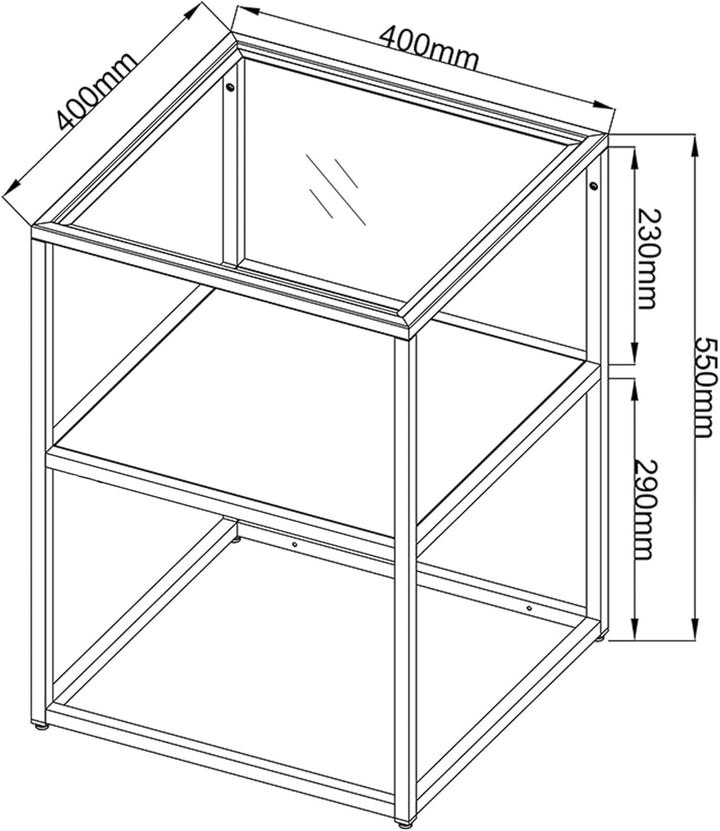 [en.casa] Beistelltisch Solund Couchtisch mit Ablage Schwarz matt Wohnzimmertisch mit Glasplatte Nac