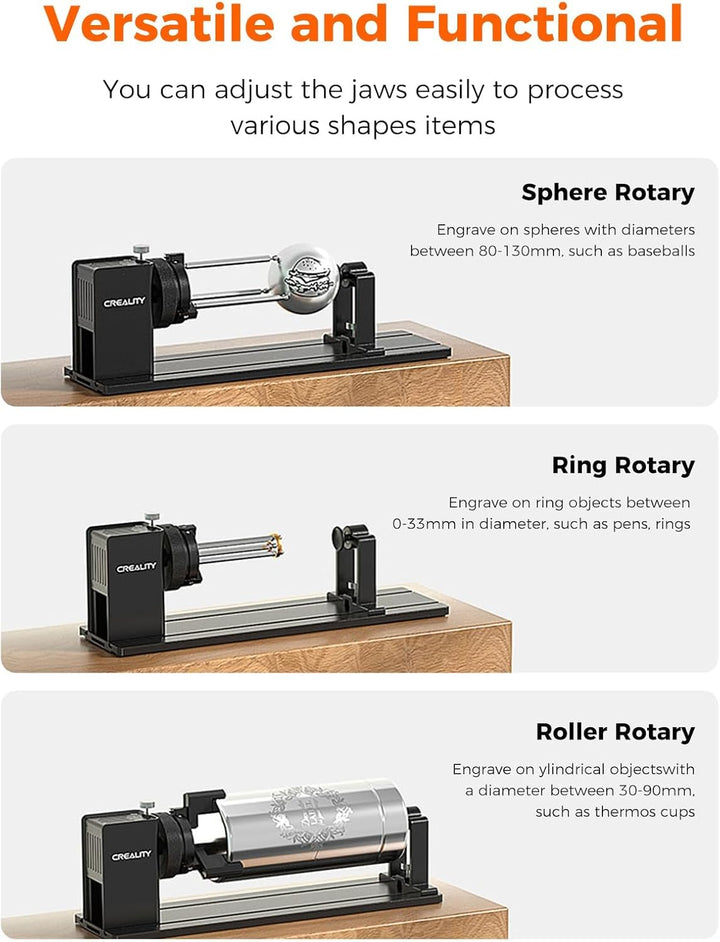 Creality Rotary Roller Pro Kit – Laser-Rotationswalzen für Falcon A1 Lasergravierer mit Erhöhungen,