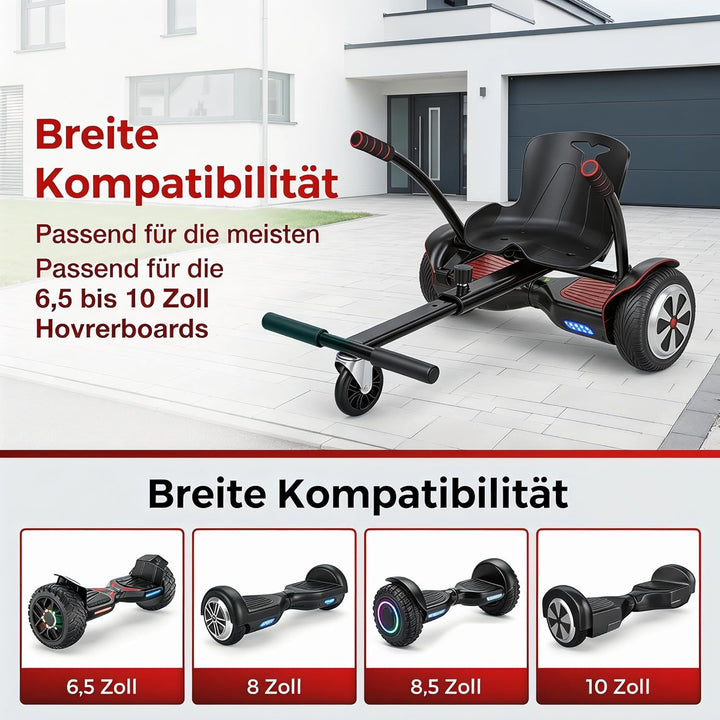 Hoverboard mit Sitz, Verstellbarer Sitzscooter Kompatibel mit 6,5-10 Zoll Hoverboard Sitz, Kartsitz