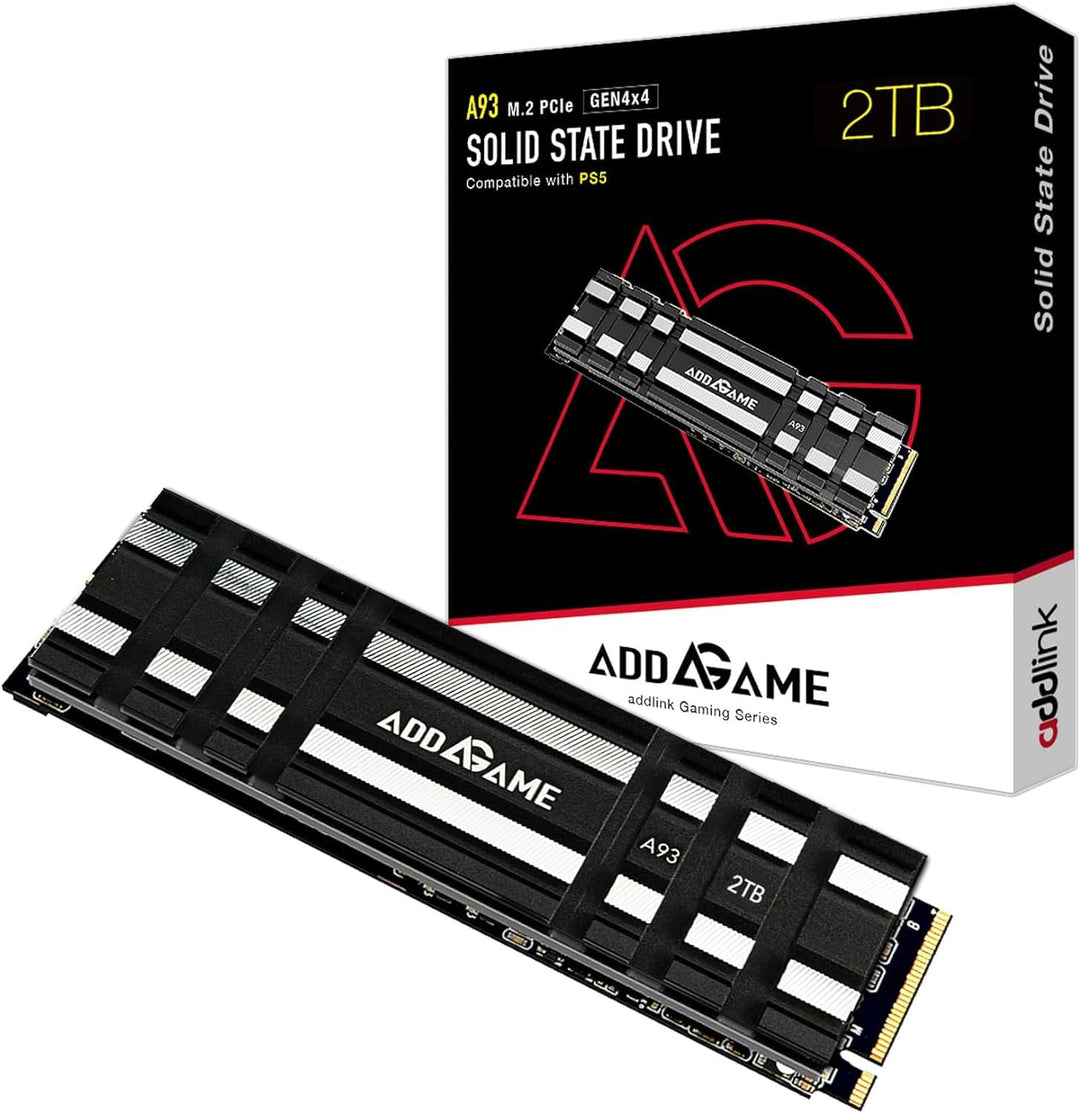 Addlink A93 2TB Gaming PC PS5 M.2 SSD mit Heatsink, ultimative Gaming-Leistung bis zu 7.400 MB/s, Ge