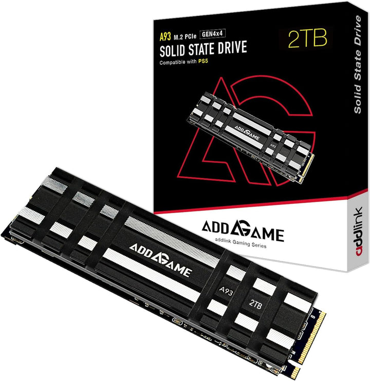 Addlink A93 2TB Gaming PC PS5 M.2 SSD mit Heatsink, ultimative Gaming-Leistung bis zu 7.400 MB/s, Ge
