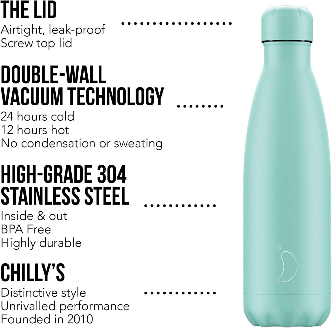Chilly's Original Trinkflasche - Isolierflasche aus Edelstahl, Wiederverwendbare Thermoflasche für h