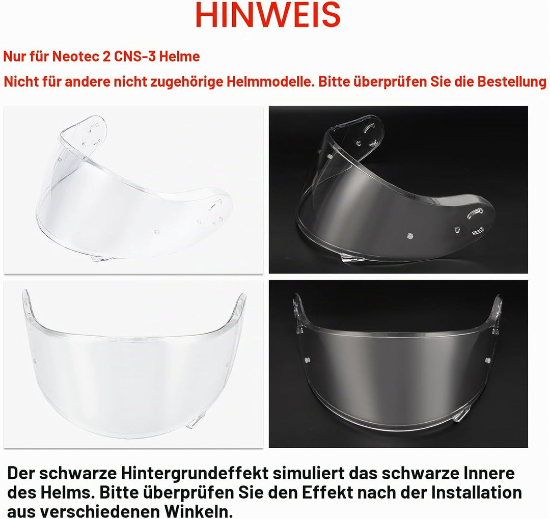 PSLER Helm Visier für Neotec 2 - Verspiegelt Helmvisier für Shoei Neotec 2 CNS-3 Getöntes Visier Mot