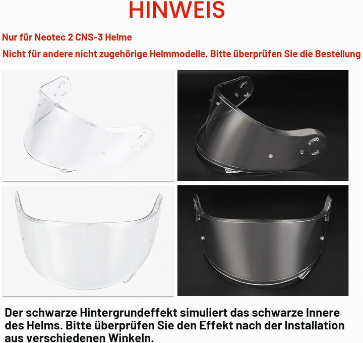 PSLER Helm Visier für Neotec 2 - Verspiegelt Helmvisier für Shoei Neotec 2 CNS-3 Getöntes Visier Mot