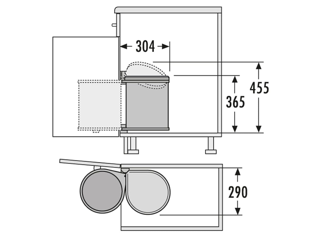 Hailo Abfallsammler 3515001 | Mono Schwenkeimer 15 Liter | Einbau ab 40 cm Unterschrank mit Drehtür