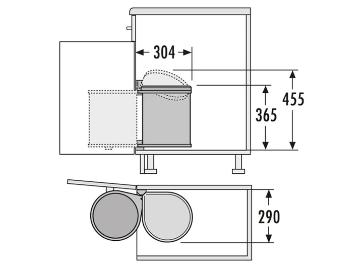 Hailo Abfallsammler 3515001 | Mono Schwenkeimer 15 Liter | Einbau ab 40 cm Unterschrank mit Drehtür
