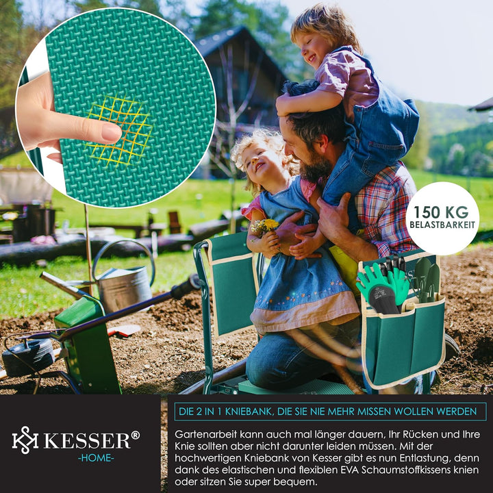 KESSER® 2 in 1 XXL Kniebank für Gartenarbeit Gepolstert Sitzunterlage Eva-Schaumkissen Gartenhocker