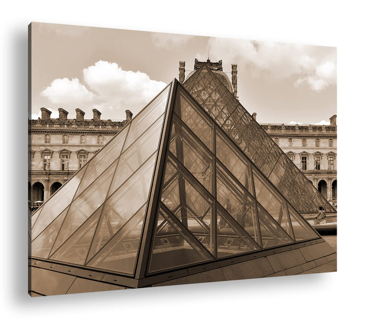 deyoli Jalousie Pyramide in Paris Effekt: Sepia Format: 80x60 als Leinwandbild, Motiv fertig gerahmt
