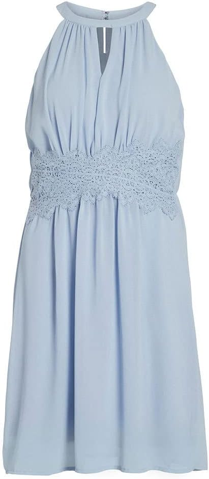 Vila Damen Vimilina Halterneck Dress/Su - Noos Kleid 44 Kentucky Blue/Detail:elastic, 44 Kentucky Bl