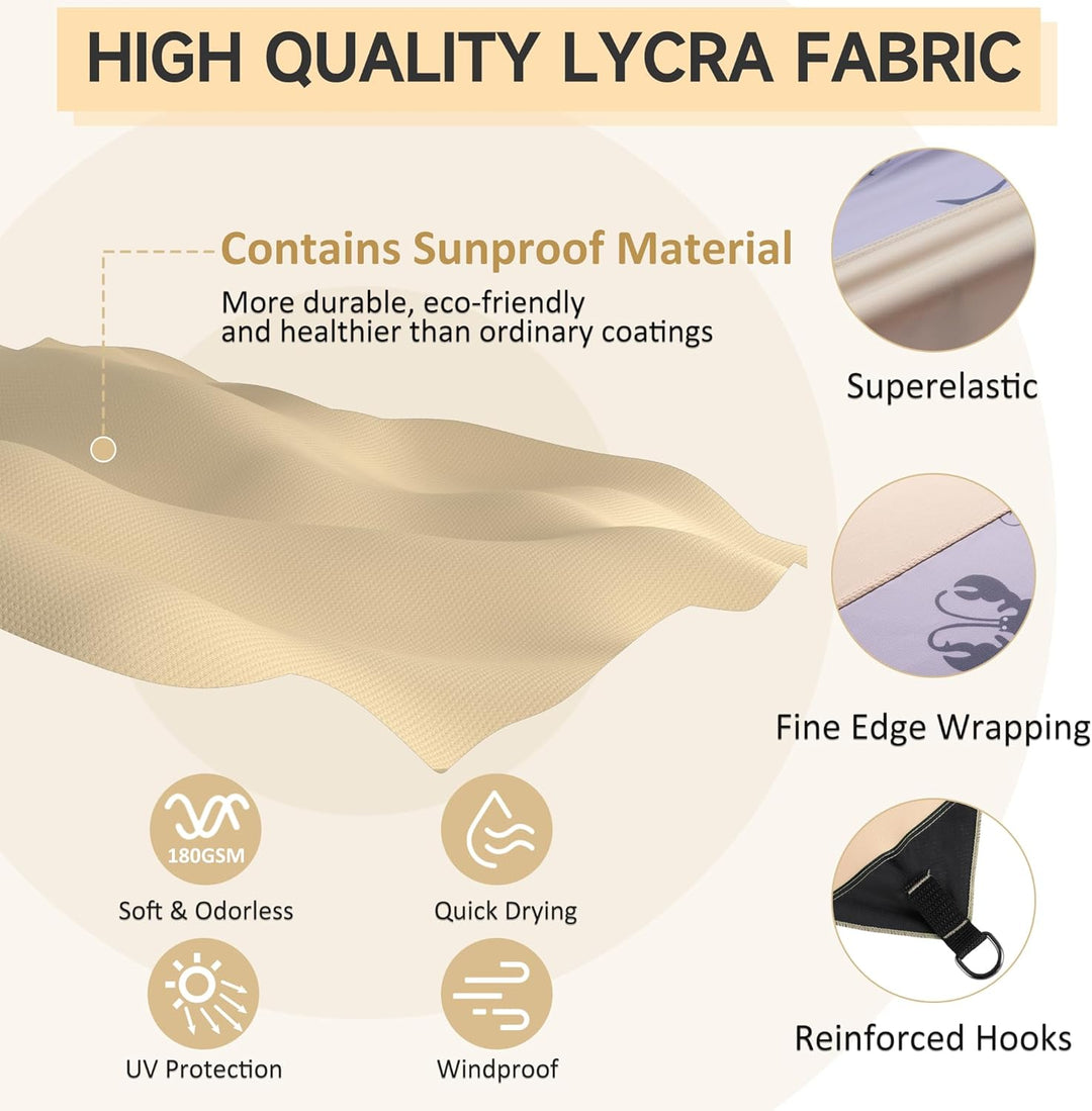 VILLEY Sonnenzelt 2m x 2,4m Khaki, UPF50+ UV Schutz Spandex Strandzelt für 3 Personen, Sonnenschirm