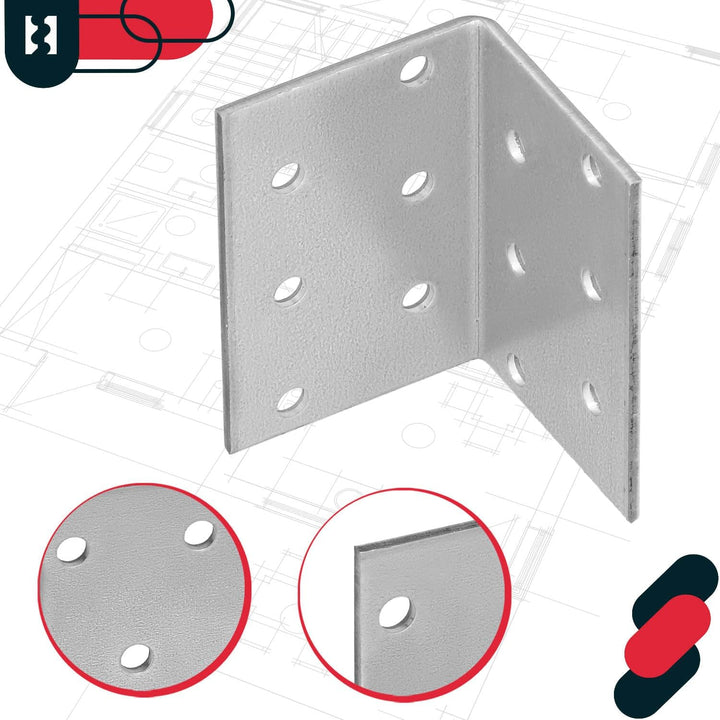 KOTARBAU Winkelverbinder 40 x 40 x 60 x 2 mm mit Stahl Bauwinkel Montagelöcher Möbelverbinder Verzin