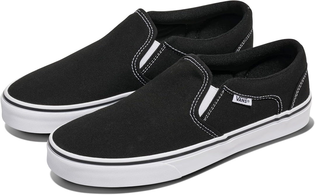 Vans Herren Asher Sneaker 38.5 EU Canvas Black White, 38.5 EU Canvas Black White