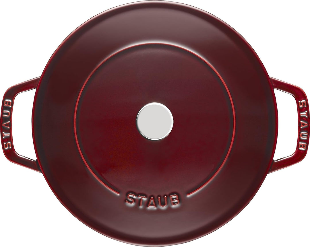 STAUB Gusseisen Bräter, Chistera Tropfenstruktur im Deckel, Rund 24 cm, 2,5 L, Grenadine Rot Grenadi