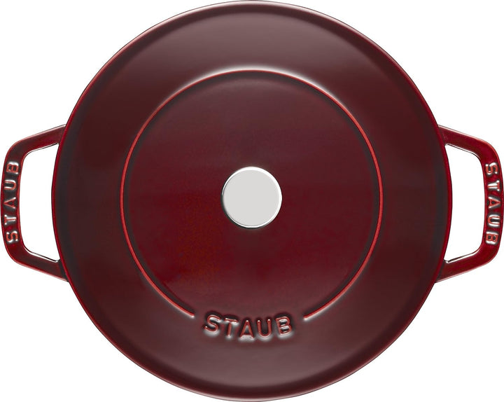 STAUB Gusseisen Bräter, Chistera Tropfenstruktur im Deckel, Rund 24 cm, 2,5 L, Grenadine Rot Grenadi