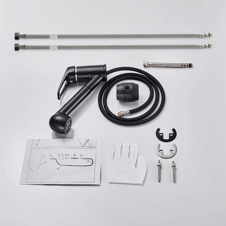 BONADE Ausziehbare Küchenarmatur mit Dual-Spülbrause, Wasserhahn 360° Drehbare Spültischarmatur, Hoc