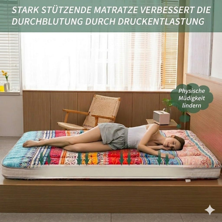 MAXYOYO Böhmische Retro Futon Matratze - Vintage Blumenmuster japanische Bodenmatratze - rollbar ver