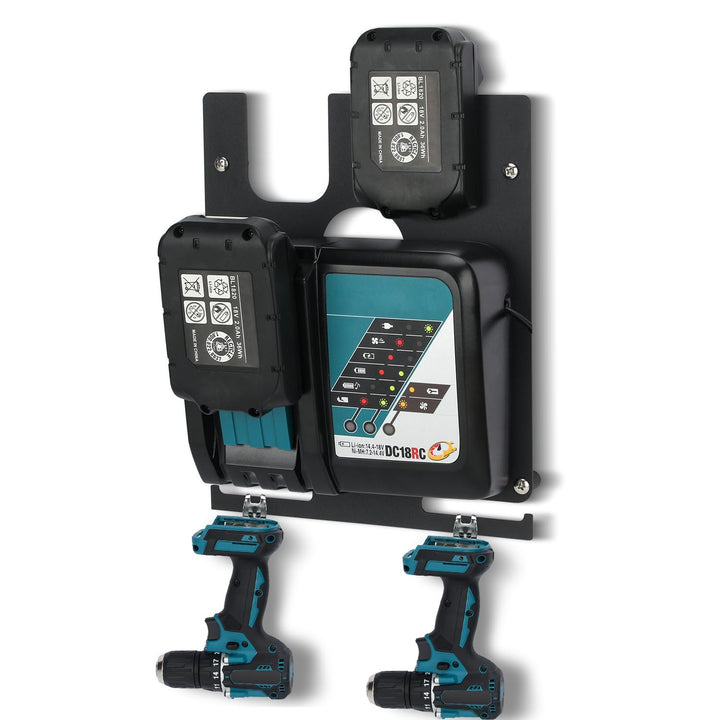 DITKOK 3in1 Wandhalterung für Makita Akkus 18V 14,4V, Ladegeräte DC18RC und Akku-Bohrschrauber, stab