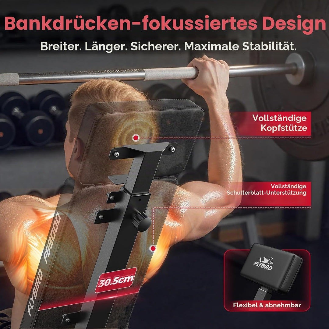 FLYBIRD Multifunktions-Hantelbank, Heimgym-Hochleistungstraining, klappbar &amp; einstellbar, 360~544kg