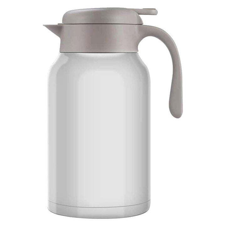 Luvan Thermoskanne 2,0 l, Thermokaraffe aus Edelstahl, Warmhaltefunktion, kalt, 24 Stunden (weiss),