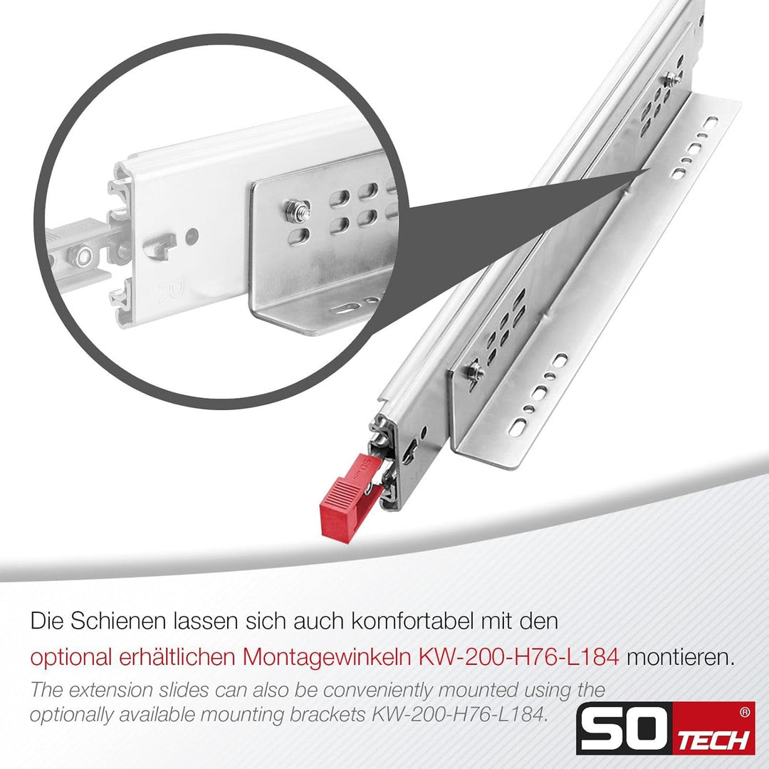 1 Paar SOTECH Schwerlastauszüge VarioSlide KV2-200-H76-L1400-EH 1422,4 mm mit Lock-in/out Einrastfun