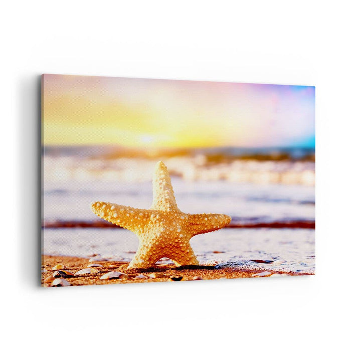 Bilder auf Leinwand 100x70cm Leinwandbild Starfish Strand Sand Ozean Gross Wanddeko Bild Schlafzimme