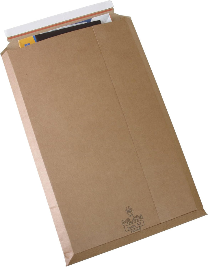 Premium Versandtaschen aus Mikro-Wellpappe Karton DIN A5+ 280x200mm bis 50mm Füllhöhe (PS.402) (25),