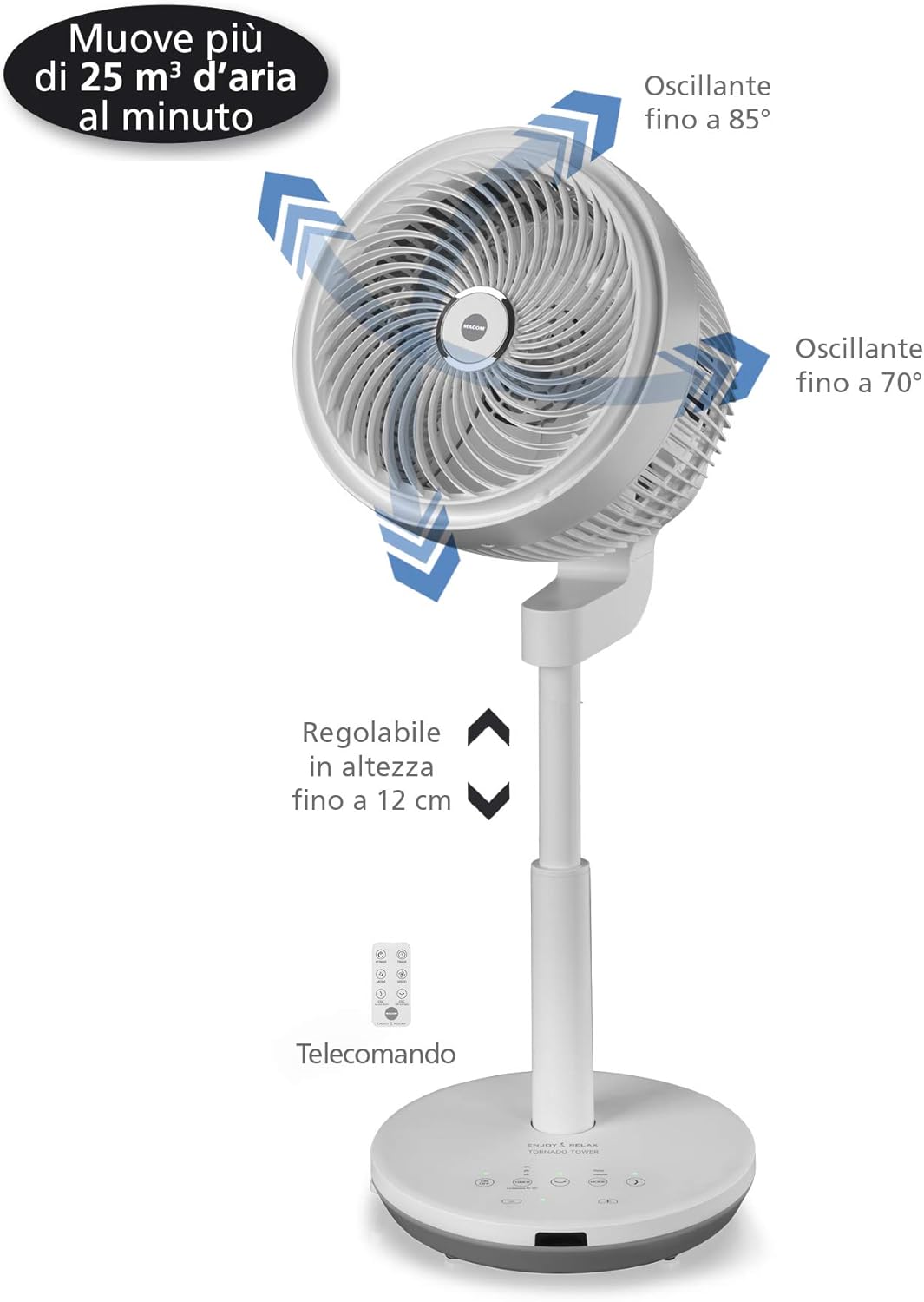 Macom Enjoy & Relax 992 Tornado Tower, Standventilator, Weiss