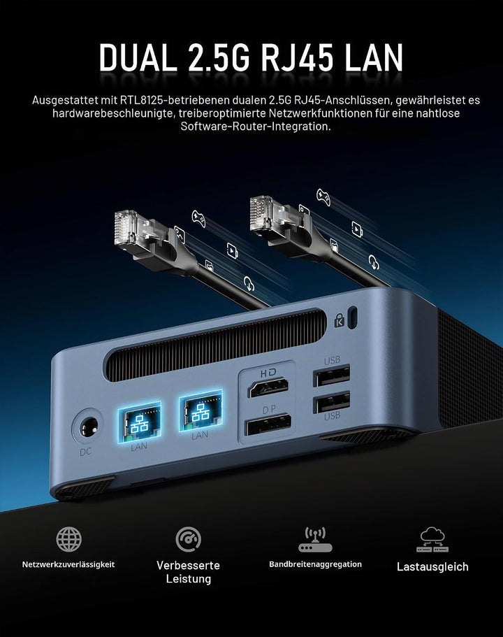 BOSGAME E5 Home-Office Mini-PC, Ryzen 5300U (übertrifft 4300U/N150, bis zu 3,8 GHz), 16 GB DDR4 RAM,