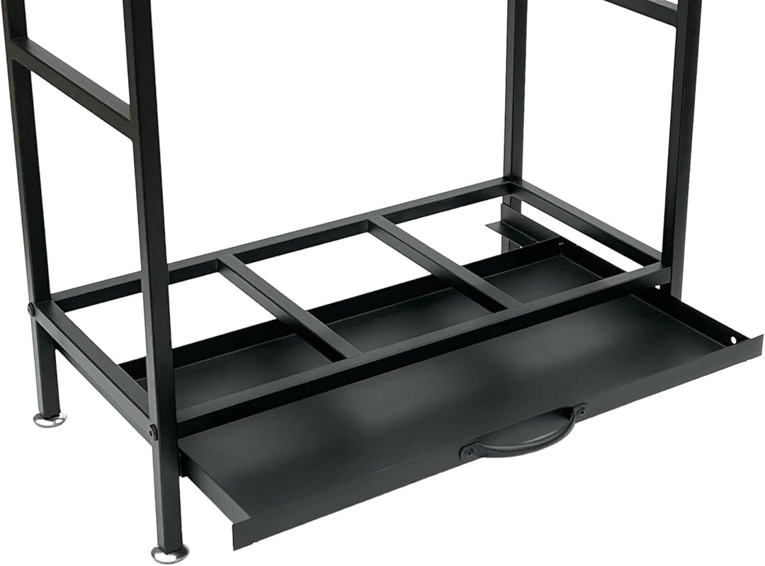 DanDiBo Kaminholzregal Innen Metall Schwarz Kaminholzständer 80 cm mit Schublade 96356 Holzkorb Kami