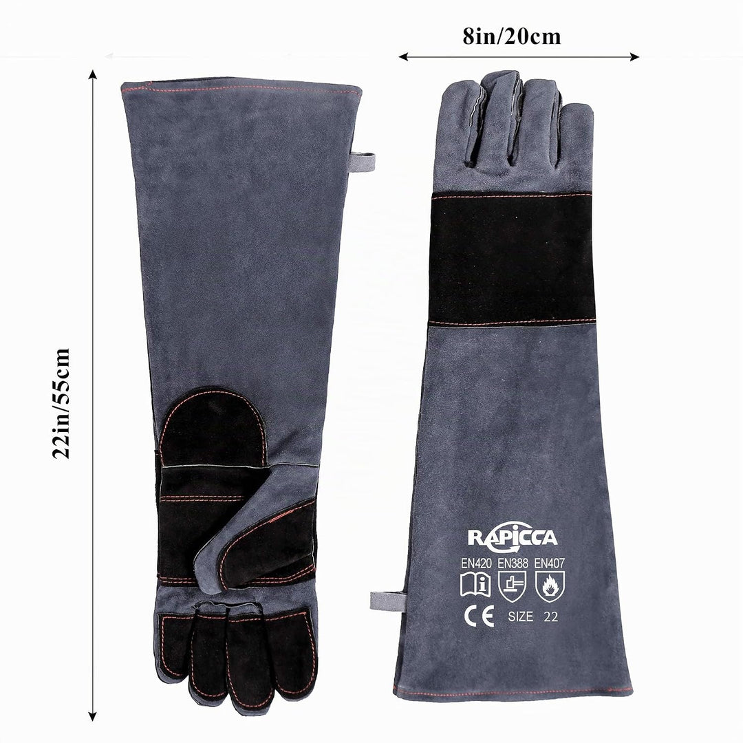 RAPICCA Handschuhe für den Umgang Mit Tieren Bissfeste Kevlar-verstärkte Lederpolsterung Hund, Katze