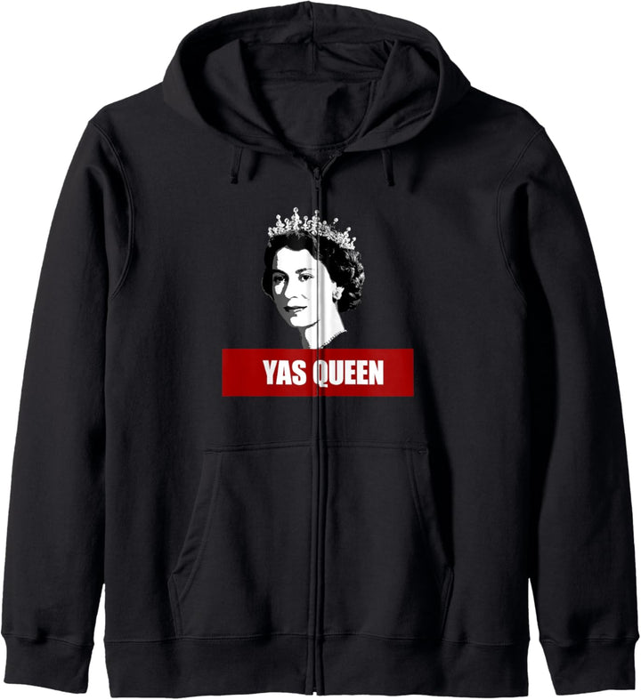 YAS QUEEN Junge Königin Elizabeth II Britisch Meme Kapuzenjacke