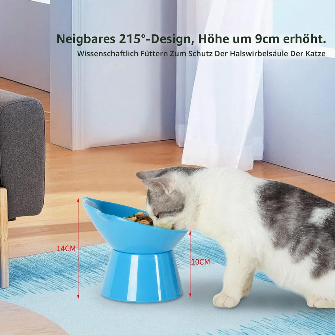 Futternapf Katze,Katzennapf Erhöht mit 15° Neigung Fressnapf Katze,Anti-Erbrechen Katzennäpfe für Fu