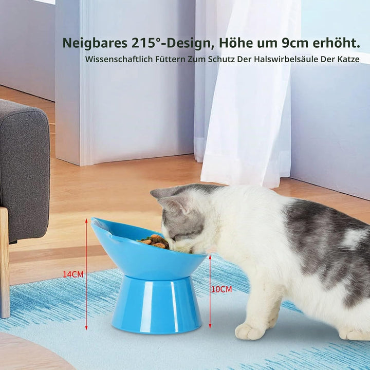 Futternapf Katze,Katzennapf Erhöht mit 15° Neigung Fressnapf Katze,Anti-Erbrechen Katzennäpfe für Fu