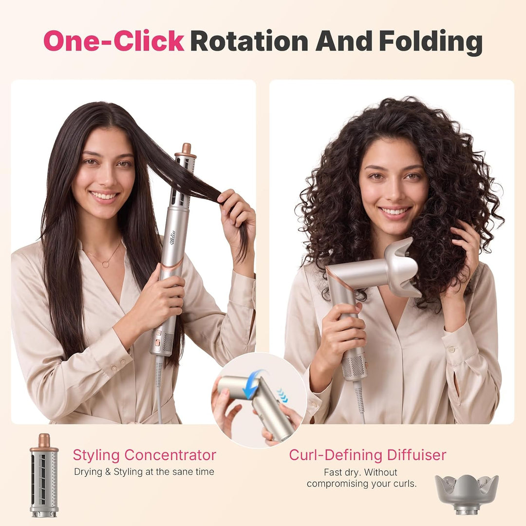 UKLISS Pro Airstyler Hairstyler 8 in 1 Set, High Speed Ionen Haartrockner, Föhnbürste mit Auto-Airfl