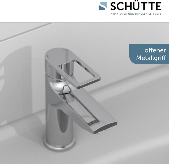 SCHÜTTE 32210 DERBY Wasserhahn Bad Chrom, Waschtischarmatur, Mischbatterie Waschbecken, moderner Ein