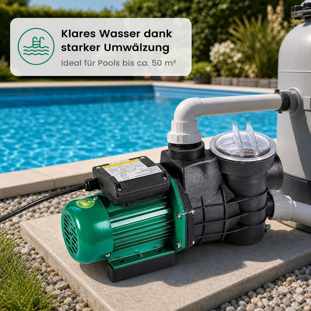 HST Leis Poolpumpe 12m3, 12000 Liter/Std, 550 W I Erweiterbare Filterpumpe mit geringer Energieaufna