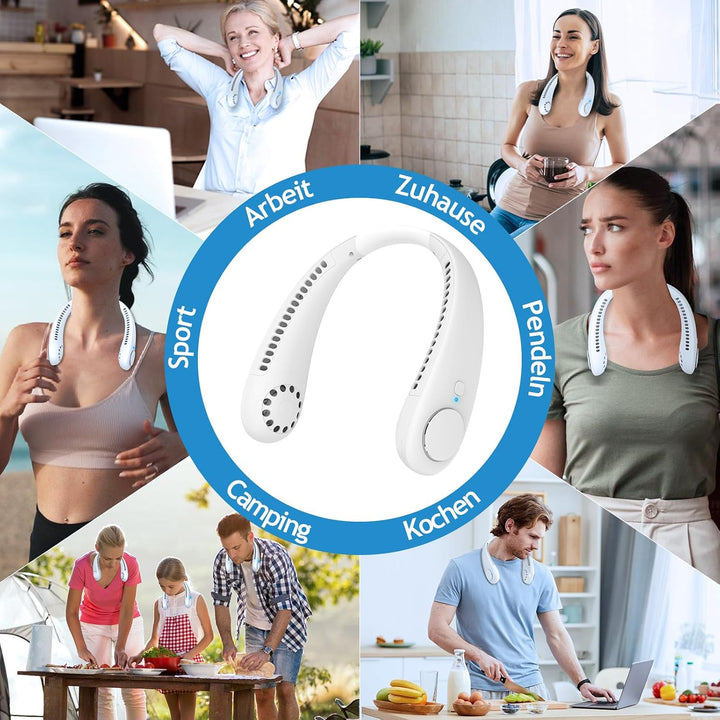 Timiyou Nackenventilator, Leise Halsventilatoren mit 360° Luftstrom, Hands Free Bladeless Fan, Tragb