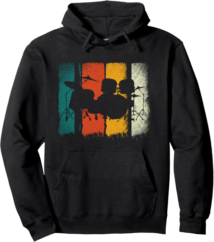 Retro Rock Musiker Drummer Schlagzeuger Musik Schlagzeug Pullover Hoodie