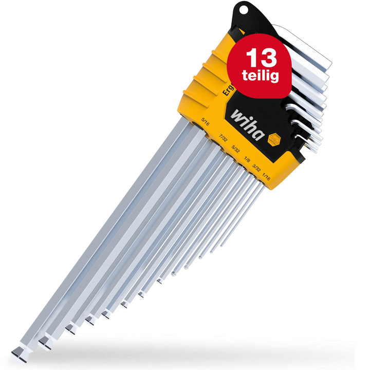 Wiha Stiftschlüssel Set 13-tlg. im ErgoStar Halter I Sechskant-Kugelkopf MagicRing® I 1,3 mm - 9,5 m