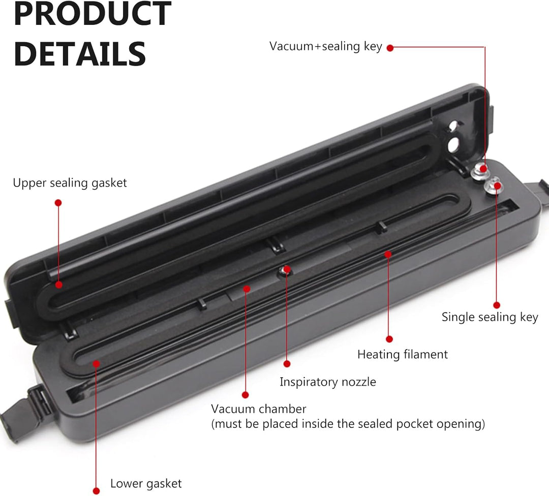 BYZESTY Vakuumiergerät, Vakuumierer, Folienschweissgerät mit 100 Vakuumierbeutel, Vacuum Sealer, Vac