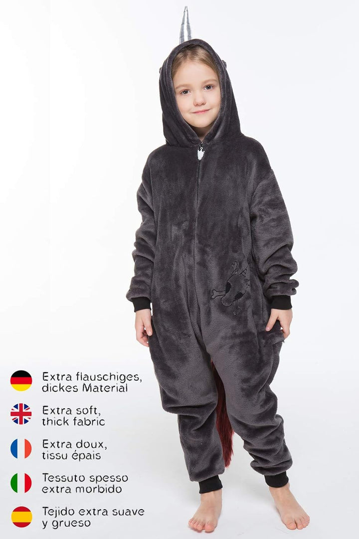corimori - Ruby Punk-Einhorn Kinder Jungen Mädchen Onesie Jumpsuit Anzug Kostüm Verkleidung (Gr. 110