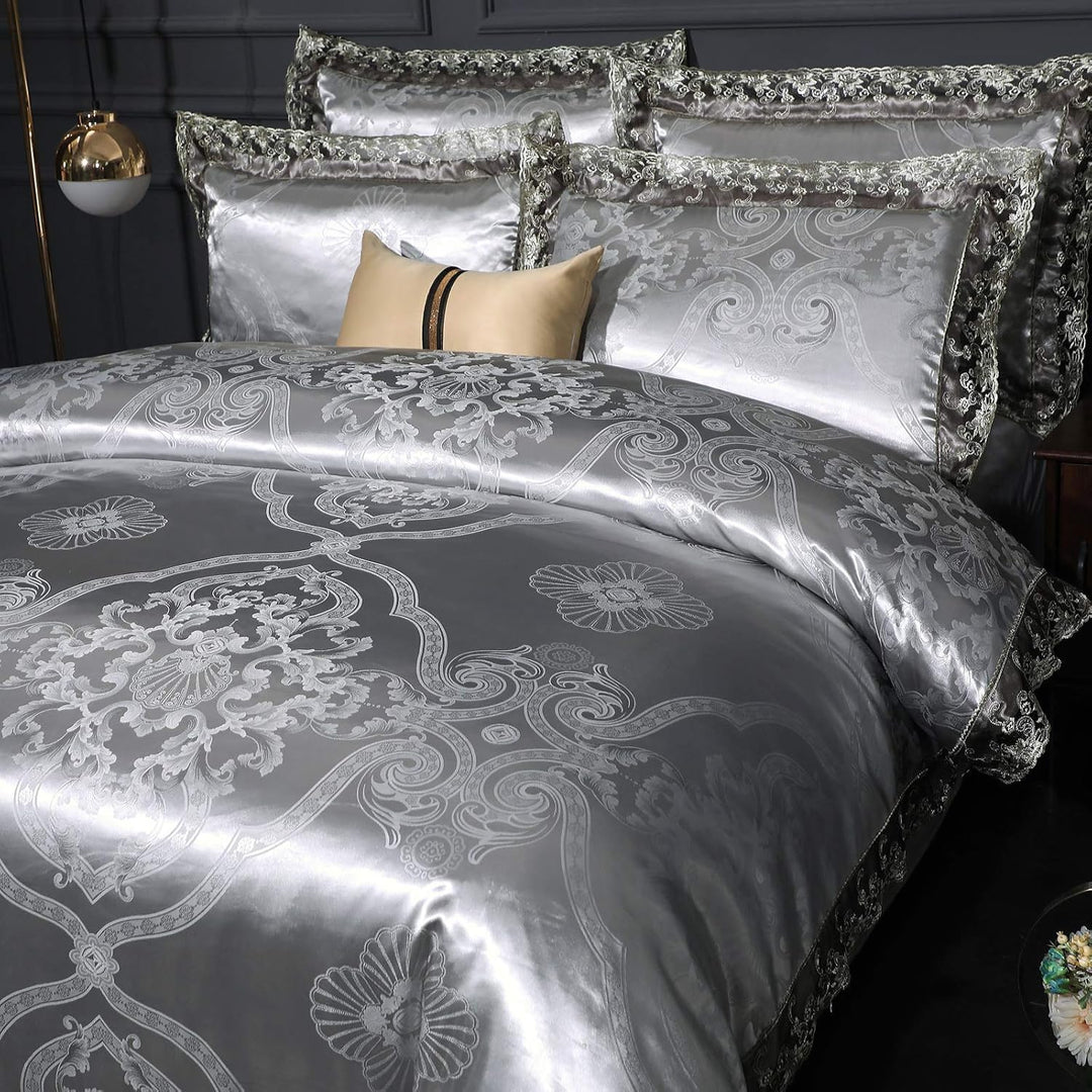 Beyeutao Stain Bettwäsche 220x240 Jacquard Bettbezug Elegant Bettwäsche-Sets 3 Piece Fabric Bettwäsc