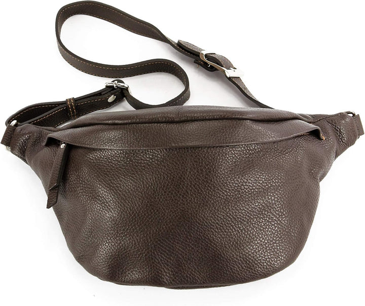 modamoda de - T77 - ital. Hüfttasche Bauchtasche Brusttasche Large aus weichem Leder, Farbe:Dark Cho