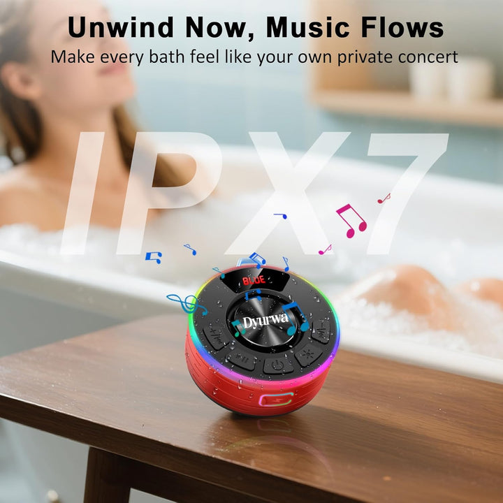 Wasserdichter Bluetooth Duschlautsprecher, 10H Bluetooth-Lautsprecher mit Saugnapf, Tragbare bluetoo