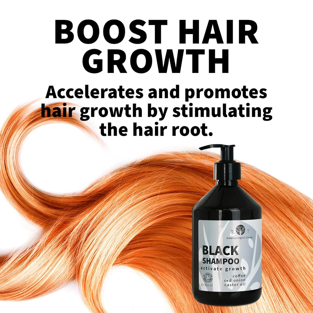 B.O.T cosmetic &amp; wellness - Schwarzes Koffein-Shampoo | Anti-Haarausfall | Förderung Haarwuchs | Ant