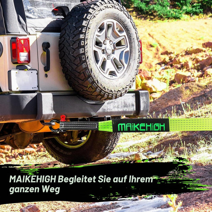 MAIKEHIGH Abschleppseil 5M x 5cm, 10 Tonnen (22,000 Lbs) Tow Rope Kit Für Off-Road Recovery mit 2 Ve