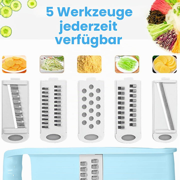 5 in 1 Mandoline Gemüsehobel Gemüsereibe Inklusive Handschutz, Gemüseschneider, Gurkenhobel Dünne Sc