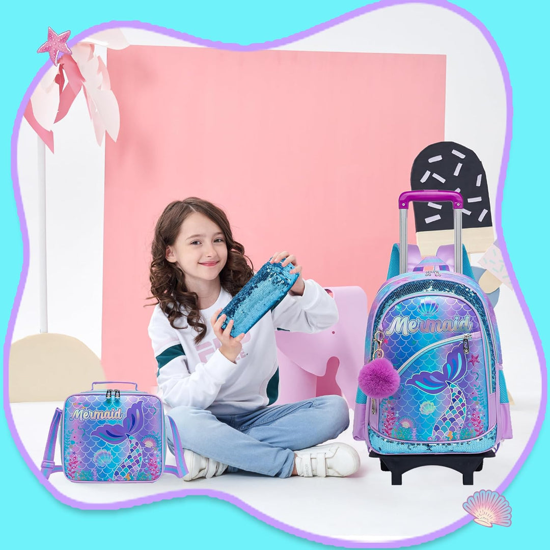 HTgroce Kinder Trolley Rucksack Schultasche Schulranzen Mädchen schultrolleys Schulrucksack Kinderko