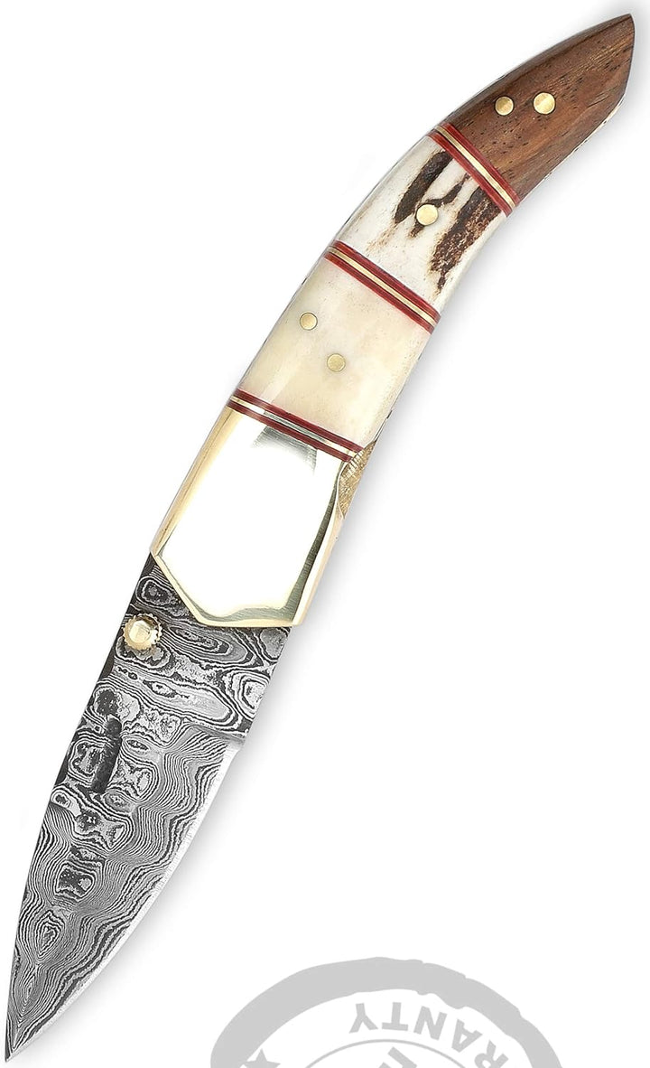 Perkin Knives Taschenmesser/Camping-Werkzeug, Damastklinge, handgemacht